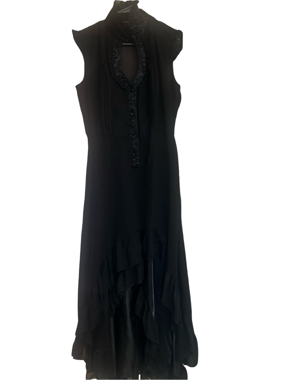 Voodoo Vixen Black Ruffled High-Low Maxi Dress - NWOT
